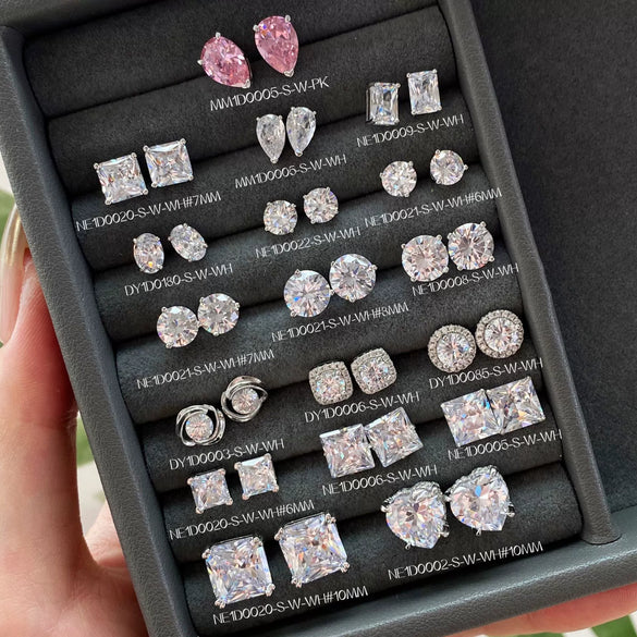 Wholesale Light Luxury Women's S925 Sterling Silver Earrings With Geometric Shape And Highgrade Zircon Inlay