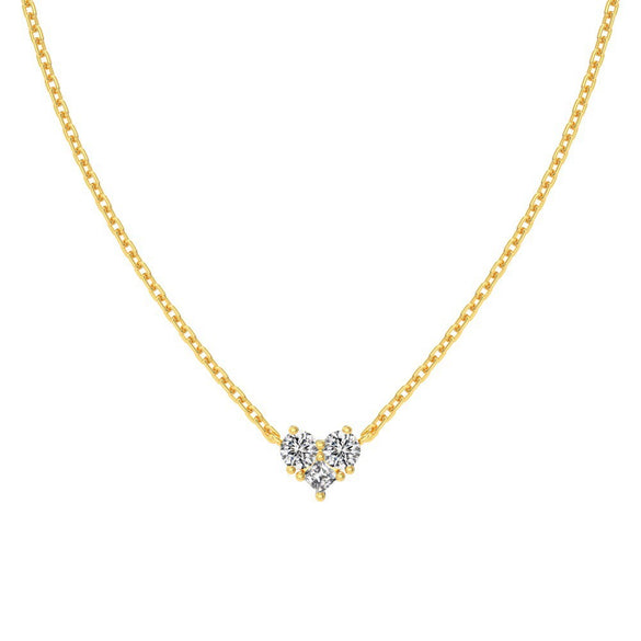 Wholesale Light Luxury Women's S925 Sterling Silver Heart Shape Clavicle Chain Necklace With Electroplating And Zircon Design