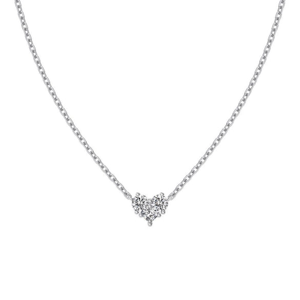 Wholesale Light Luxury Women's S925 Sterling Silver Heart Shape Clavicle Chain Necklace With Electroplating And Zircon Design