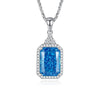 Wholesale Light Luxury Women's S925 Sterling Silver Heartshaped Pendant Necklace With Diamond And Sapphire Chopin Chain