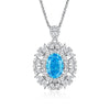 Wholesale Light Luxury Women's S925 Sterling Silver Heartshaped Pendant Necklace With Diamond And Sapphire Chopin Chain