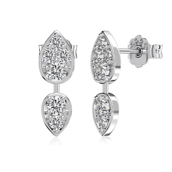 Wholesale Light Luxury Women's S925 Sterling Silver Jewelry With Double Pearshaped Zircon Inlay And Electroplating Design