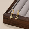 Wholesale Light Luxury Women's S925 Sterling Silver Star Moon Micropaved Earrings