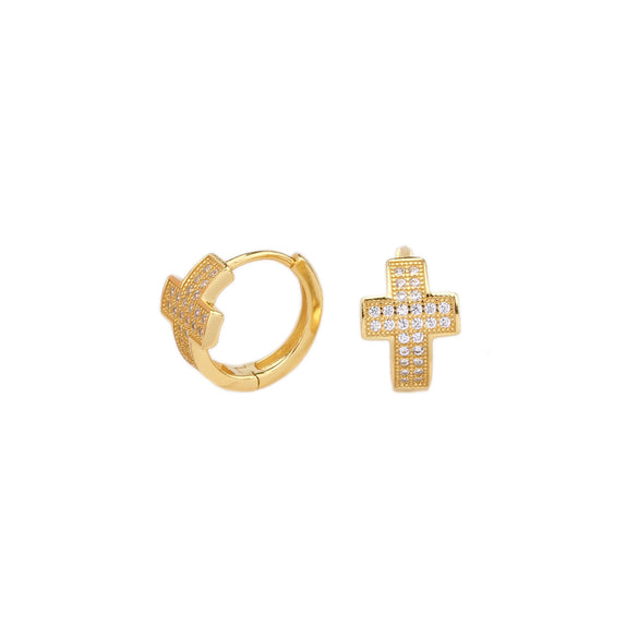 Wholesale Light Luxury Women's S925 Sterling Silver Zircon Inlaid Cross Earrings