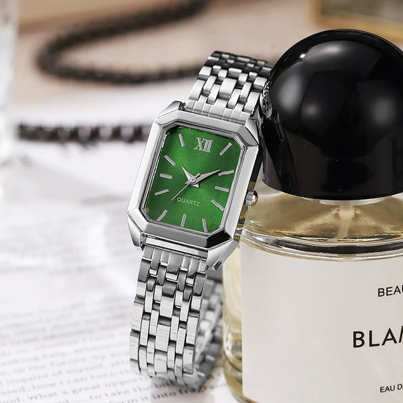 Wholesale Light Luxury Women's Square Quartz Watch With Steel Band And Imitation Leather Strap Mineral Reinforced Glass Mirror Alloy Case Rectangle Dial