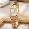 Wholesale Light Luxury Women's Square Quartz Watch With Steel Band And Imitation Leather Strap Mineral Reinforced Glass Mirror Alloy Case Rectangle Dial