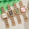 Wholesale Light Luxury Women's Square Quartz Watch With Steel Band And Imitation Leather Strap Mineral Reinforced Glass Mirror Alloy Case Rectangle Dial