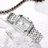 Wholesale Light Luxury Women's Square Quartz Watch With Steel Band And Imitation Leather Strap Mineral Reinforced Glass Mirror Alloy Case Rectangle Dial