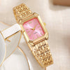 Wholesale Light Luxury Women's Square Quartz Watch With Steel Band And Imitation Leather Strap Mineral Reinforced Glass Mirror Alloy Case Rectangle Dial
