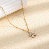 Wholesale Light Luxury Women's Stainless Steel Flower Pattern Electroplated Pendant Necklace With Regular Chain