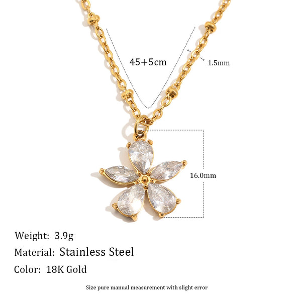 Wholesale Light Luxury Women's Stainless Steel Flower Pattern Electroplated Pendant Necklace With Regular Chain
