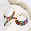 Wholesale Light Luxury Women's Synthetic Crystal Geometric Earrings Handwrapped Braided With Electroplating