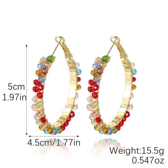 Wholesale Light Luxury Women's Synthetic Crystal Geometric Earrings Handwrapped Braided With Electroplating