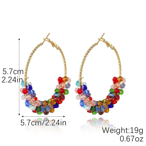 Wholesale Light Luxury Women's Synthetic Crystal Geometric Earrings Handwrapped Braided With Electroplating