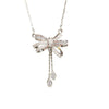 Wholesale Light Luxury Women's Tassel Bow Necklace With Flower Pattern Titanium Steel Oshaped Chain And Copper Zircon Inlaid Pendant