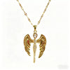 Wholesale Light Luxury Women's Titanium Steel Necklace With Copper Zircon Inlaid Angel Wings Pendant