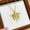 Wholesale Light Luxury Women's Titanium Steel Necklace With Copper Zircon Inlaid Angel Wings Pendant