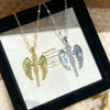 Wholesale Light Luxury Women's Titanium Steel Necklace With Copper Zircon Inlaid Angel Wings Pendant