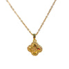 Wholesale Light Luxury Women's Titanium Steel Necklace With Zircon Inlaid Fourleaf Flower Pendant And Water Wave Chain