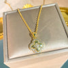 Wholesale Light Luxury Women's Titanium Steel Necklace With Zircon Inlaid Fourleaf Flower Pendant And Water Wave Chain