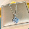 Wholesale Light Luxury Women's Titanium Steel Necklace With Zircon Inlaid Fourleaf Flower Pendant And Water Wave Chain
