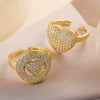 Wholesale Light Luxury Zircon Love Ring Copper Micropaved Geometric Female Open Ring