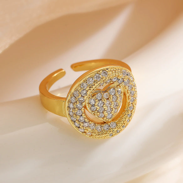 Wholesale Light Luxury Zircon Love Ring Copper Micropaved Geometric Female Open Ring