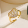 Wholesale Light Luxury Zircon Love Ring Copper Micropaved Geometric Female Open Ring