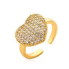 Wholesale Light Luxury Zircon Love Ring Copper Micropaved Geometric Female Open Ring