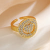 Wholesale Light Luxury Zircon Love Ring Copper Micropaved Geometric Female Open Ring
