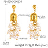 Wholesale Lily Of The Valley Green Aventurine Stone Tassel Long Elegant Geometric Stainless Steel Earrings For Women With Electroplating