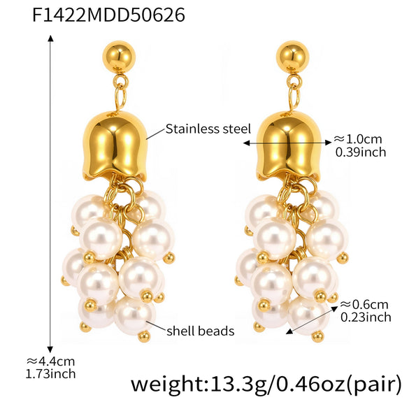 Wholesale Lily Of The Valley Green Aventurine Stone Tassel Long Elegant Geometric Stainless Steel Earrings For Women With Electroplating