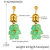 Wholesale Lily Of The Valley Green Aventurine Stone Tassel Long Elegant Geometric Stainless Steel Earrings For Women With Electroplating