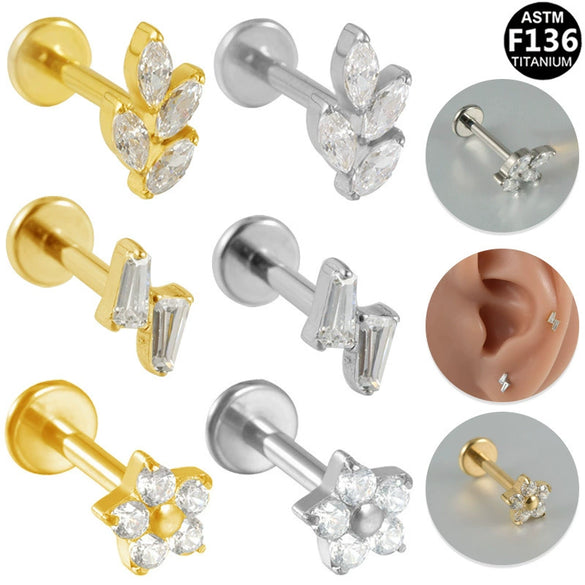 Wholesale Lip Nail Ear Nail Soft Bone Nail Ear Bone Nail Titanium Alloy Copper Stainless Steel Geometric Style Electroplated