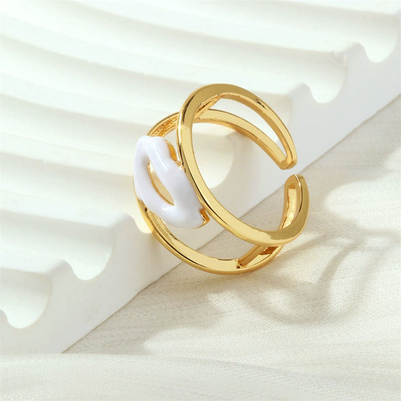 Wholesale Lip Print Copper Fashion Ring For Ladies With Retro Personality And Color Drop Oil Treatment