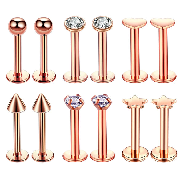 Wholesale Lip Stud Set And Earrings Stainless Steel Unisex Heart Style Electroplated