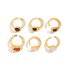 Wholesale Liquid Lava Flower Open Ring With Imitation Pearl And Gemstone Set Electroplated For Women