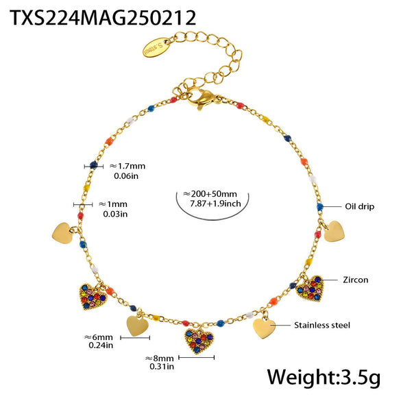 Wholesale Literary Fan Jewelry Set With Love Zircon Pendant Stainless Steel Electroplated For Women Necklace Bracelet Anklet