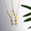 Wholesale Literary Natural Style Titanium Steel 18K Gold Plated Fivepointed Star Tassel Double Clavicle Chain Necklace For Women