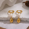 Wholesale Literary Retro Geometric Freshwater Pearl Earrings With Pvd Furnace Vacuum Real Gold Plating For Women