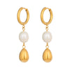 Wholesale Literary Retro Geometric Freshwater Pearl Earrings With Pvd Furnace Vacuum Real Gold Plating For Women