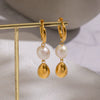 Wholesale Literary Retro Geometric Freshwater Pearl Earrings With Pvd Furnace Vacuum Real Gold Plating For Women
