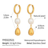 Wholesale Literary Retro Geometric Freshwater Pearl Earrings With Pvd Furnace Vacuum Real Gold Plating For Women