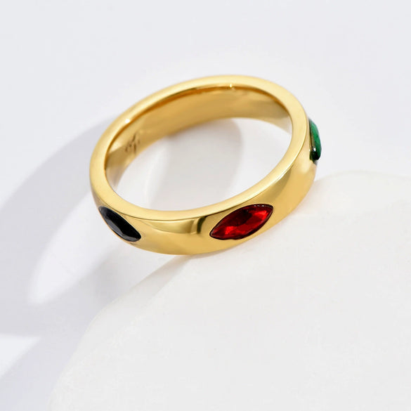Wholesale Literary Retro Geometric Zirconinlaid Stainless Steel Unisex Rings