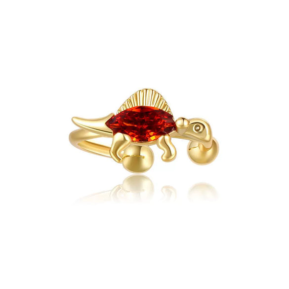Wholesale Little Dinosaur Non Pierced Ear Bone Clip Women's Jewelry In Copper With Zircon And Forest Animal Design 18K Gold Color Preserving