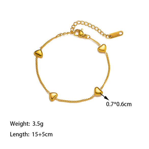Wholesale Little Fresh Style Heart Water Drop Bell Pattern Titanium Steel Electroplated Jewelry Set For Women Necklace And Bracelet