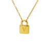 Wholesale Lock Pendant Necklace Stainless Steel With Letters Numbers Text Electroplating