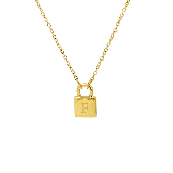 Wholesale Lock Pendant Necklace Stainless Steel With Letters Numbers Text Electroplating