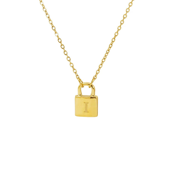 Wholesale Lock Pendant Necklace Stainless Steel With Letters Numbers Text Electroplating