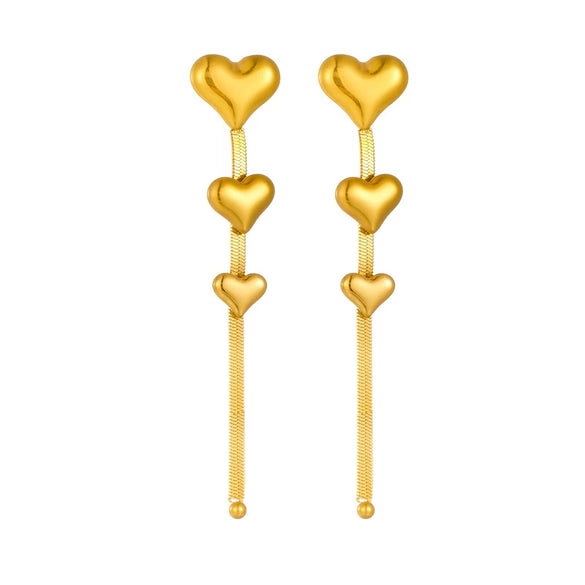 Wholesale Long Chain Tassel Love Ball Titanium Steel Gold Plated Electroplated Geometric Earrings For Unisex